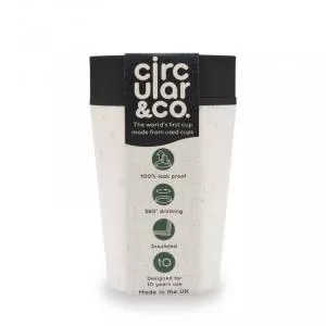 Circular Cup (227 ml) - creme/sort - fra papirkopper til engangsbrug
