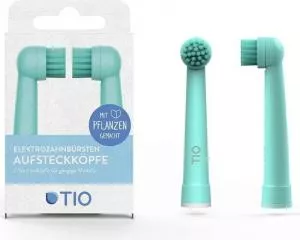TIO Udskiftningshoved til el. tandbørste (2 stk.) - turkis/sten - kompatibel med oral-b tandbørste modeller