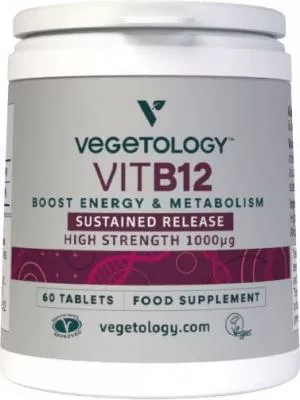 Vegetology Vegetology Vitamin B12 1000µg (Cyanocobalamin) graduel frigivelse 60 tabletter